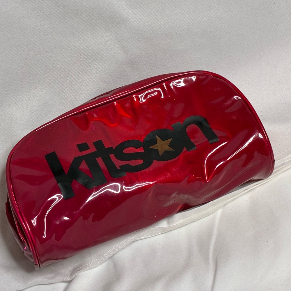🐼 3/$25 Kitson Glossy Red Pouch with Black Logo GUC